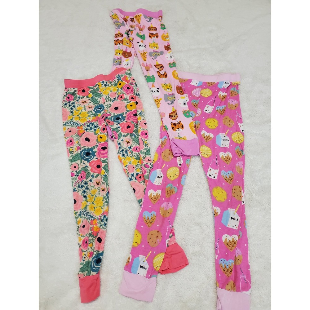 Little Sleepies Pink Bamboo Set of 3 Pajama Pant Bottom Girl 5 6 Kidcore Cozy